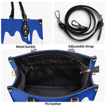 Load image into Gallery viewer, Ancestors Black, Blue Logo &amp; Blue and White Drips Multiple Sizes Upgraded Luxury Women PU Leather Handbag
