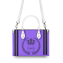 Load image into Gallery viewer, Royalty 24 Black Logo ,Stripes &amp; Purple Multiple Sizes Upgraded Luxury Women PU Leather Handbag
