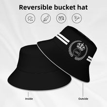 Load image into Gallery viewer, Royalty 24 White Logo , Stripes &amp; Black Reflective Bucket Hat
