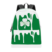 Load image into Gallery viewer, Ancestors Irish, White Logo, White Drip &amp; Green Cotton Backpack
