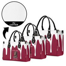 Load image into Gallery viewer, Ancestors Muslim, Female, White Logo, White  Drip &amp; Burgundy Multiple Sizes Upgraded Luxury Women PU Leather Handbag
