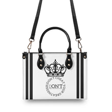 Load image into Gallery viewer, Royalty DON'T D4XV Black Logo ,Stripes &amp; White Multiple Sizes Upgraded Luxury Women PU Leather Handbag
