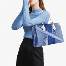 Load image into Gallery viewer, 45 Dgr White Logo &amp; Denim Multiple Sizes Upgraded Luxury Women PU Leather Handbag
