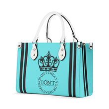 Load image into Gallery viewer, Royalty DON'T D4XV Black logo, Stripes &amp; Turquoise  Multiple Sizes Upgraded Luxury Women PU Leather Handbag

