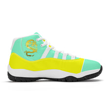 Load image into Gallery viewer, SWAN Dragon Yellow Logo &amp; Mint Green , Yellow  High Top Air Retro Sneakers - White
