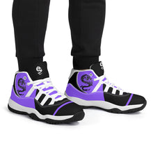 Load image into Gallery viewer, SWAN Black, White Logo, Purple ,Black  High Top Air Retro Sneakers - White
