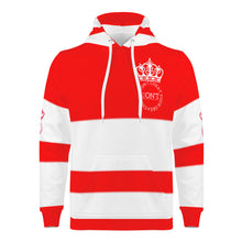 Load image into Gallery viewer, Royal DON'T D4XV  White Logo, Stripes &amp; Red Men's All Over Print Hoodie
