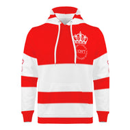 Royal DON'T D4XV  White Logo, Stripes & Red Men's All Over Print Hoodie