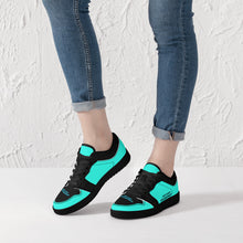 Load image into Gallery viewer, DCYG G4's Turquoise &amp; Black, Black Sole Low-Top Leather Sneakers
