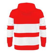 Load image into Gallery viewer, DCYG 25NC White Logo ,White Stripes &amp; Red Mens All Over Print HoodieMen's All Over Print Hoodie
