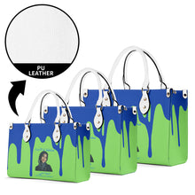 Load image into Gallery viewer, Ancestors Muslim, Female , Blue Logo , Blue Drip &amp; GreenMultiple Sizes Upgraded Luxury Women PU Leather Handbag
