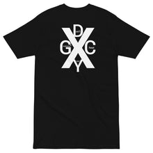 Load image into Gallery viewer, DCYG X White logo &amp; Black Men’s premium heavyweight tee
