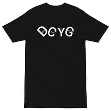 Load image into Gallery viewer, DCYG UL White logo &amp; Black Men’s premium heavyweight tee
