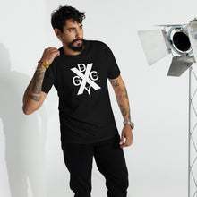 Load image into Gallery viewer, DCYG X White logo &amp; Black Men’s premium heavyweight tee
