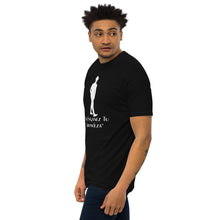 Load image into Gallery viewer, DCYG ESPN M White logo &amp; Black Men’s premium heavyweight tee
