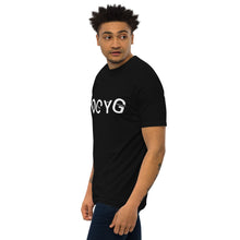 Load image into Gallery viewer, DCYG UL White logo &amp; Black Men’s premium heavyweight tee
