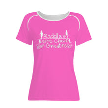 Load image into Gallery viewer, DCYG 24SX Baddies White Logo &amp; Pink Women's All-Over Print T shirt

