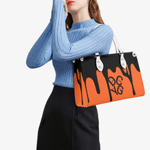 Load image into Gallery viewer, DRIP Black logo &amp; Orange Multiple Sizes Upgraded Luxury Women PU Leather Handbag
