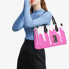 Load image into Gallery viewer, Ancestors Muslim, Female, White Logo , White Drip &amp;Pink Multiple Sizes Upgraded Luxury Women PU Leather Handbag
