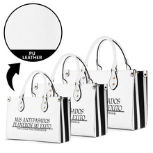 Load image into Gallery viewer, Ancestors Latino, Black Logo &amp; White &amp; Black Stripes Multiple Sizes Upgraded Luxury Women PU Leather Handbag
