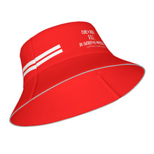 Load image into Gallery viewer, Cure 4 Doge White Logo, Stripes &amp; Red Reflective Bucket Hat
