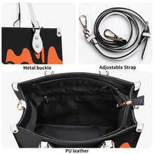 Load image into Gallery viewer, DRIP Black logo &amp; Orange Multiple Sizes Upgraded Luxury Women PU Leather Handbag

