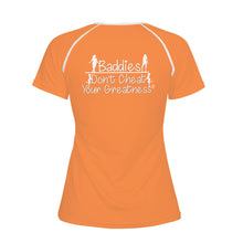 Load image into Gallery viewer, DCYG  24SX Baddies White Logo &amp; Orange Women&#39;s All-Over Print T shirt
