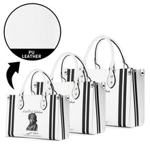 Load image into Gallery viewer, Ancestors Muslim, Female, Black Logo , Stripes &amp; White Multiple Sizes Upgraded Luxury Women PU Leather Handbag
