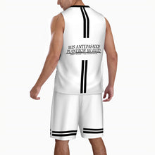 Load image into Gallery viewer, Ancestors Latino, Black Logo &amp; Black and White Stripes Men’s Basketball Uniform Jersey Set

