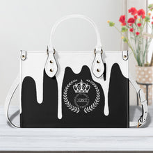 Load image into Gallery viewer, Royalty, White Logo, White Drip  &amp; Black Multiple Sizes Upgraded Luxury Women PU Leather Handbag
