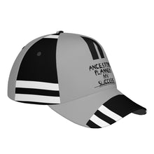 Load image into Gallery viewer, Ancestors Black, Black Logo,White , Black Stripes &amp; Grey  Curved Brim Baseball Cap (AOP)
