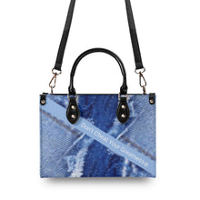 Load image into Gallery viewer, 45 Dgr White Logo &amp; Denim Multiple Sizes Upgraded Luxury Women PU Leather Handbag
