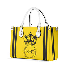 Load image into Gallery viewer, Royalty DON'T D4XV Black  Logo ,Stripes &amp; Gold Multiple Sizes Upgraded Luxury Women PU Leather Handbag

