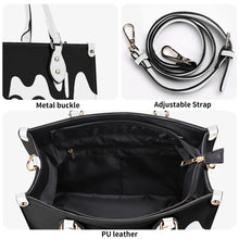 Load image into Gallery viewer, DRIP LO Black Logo &amp; White Multiple Sizes Upgraded Luxury Women PU Leather Handbag
