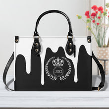 Load image into Gallery viewer, Royalty, White Logo, White Drip  &amp; Black Multiple Sizes Upgraded Luxury Women PU Leather Handbag
