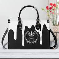 Royalty, White Logo, White Drip  & Black Multiple Sizes Upgraded Luxury Women PU Leather Handbag