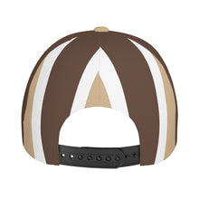 Load image into Gallery viewer, Royalty 24 White Logo, Tan Stripes &amp; White  Curved Brim Baseball Cap (AOP)
