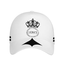 Load image into Gallery viewer, Royalty DON'T D4XV Black Logo, Stripes, Designs  &amp; White Curved Brim Baseball Cap (AOP)
