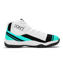 Load image into Gallery viewer, DONT D4X Black  Logo ,Teal,Black Stripes &amp; White High Top Air Retro Sneakers - White
