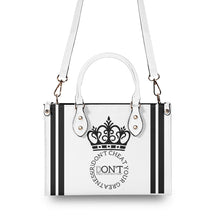 Load image into Gallery viewer, Royalty DON'T D4XV Black Logo ,Stripes &amp; White Multiple Sizes Upgraded Luxury Women PU Leather Handbag
