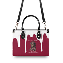 Load image into Gallery viewer, Ancestors Muslim, Female, White Logo, White  Drip &amp; Burgundy Multiple Sizes Upgraded Luxury Women PU Leather Handbag
