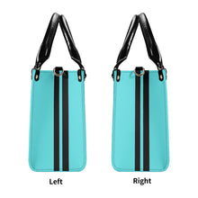 Load image into Gallery viewer, Royalty DON'T D4XV Black logo, Stripes &amp; Turquoise  Multiple Sizes Upgraded Luxury Women PU Leather Handbag
