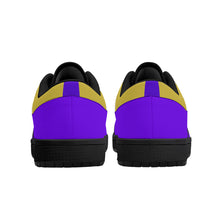 Load image into Gallery viewer, DCYG 4G's Purple &amp; Gold, Black Sole Low-Top Leather Sneakers
