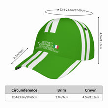 Load image into Gallery viewer, Ancestors Italian, White Logo, Flag, White Stripes &amp; Green  Curved Brim Baseball Cap (AOP)
