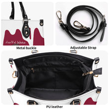 Load image into Gallery viewer, Ancestors Muslim, Female, White Logo, White  Drip &amp; Burgundy Multiple Sizes Upgraded Luxury Women PU Leather Handbag
