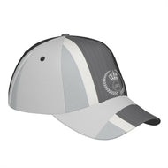 Royalty 24 White Logo, Stripes  & Grey Curved Brim Baseball Cap (AOP)
