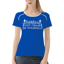 Load image into Gallery viewer, DCYG 24SX Baddies White Logo &amp; Blue Women's All-Over Print T shirt
