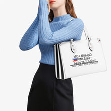 Load image into Gallery viewer, Ancestors Filipino, Black Logo ,Flag &amp; White and Black Stripes Multiple Sizes Upgraded Luxury Women PU Leather Handbag
