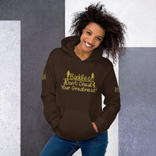 Load image into Gallery viewer, DCYG Baddies Gold Logo &amp; Brown Hoodie
