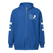 Load image into Gallery viewer, DCYG White Red Bottoms Unisex heavy blend zip hoodie
